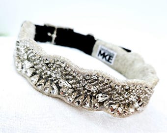 Adjustable Rhinestone Pearl Dog Collar: Special Occasion Dog Collar; Holiday Gala Dog Collar; Fundraiser Dog Collar; Pet Accessories