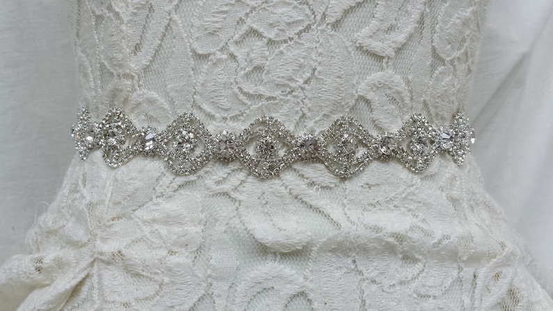 Thin Silver Crystal Wedding Dress Sash Thin Rhinestone Bridal Etsy