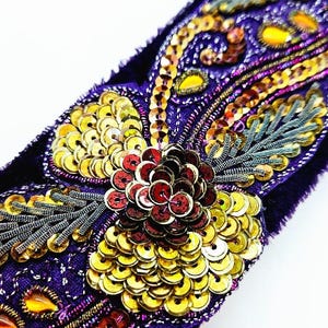 Purple Velvet Guitar Strap; Sequin Guitar Strap; Embroidered Guitar Strap; Gift for Musician; Gift for Guitarist; Unique Guitar Straps