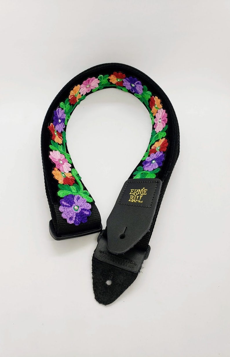 Velvet Flower Guitar Strap Embroidered Guitar Strap Flower Etsy