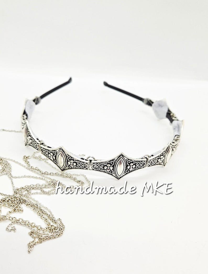 Metal Crown Headband: Medieval Battle Armor Headpiece; Viking Crown; Chainmail Crown; Silver Medieval Crown; Metal Crown; Renaissance Faire image 9