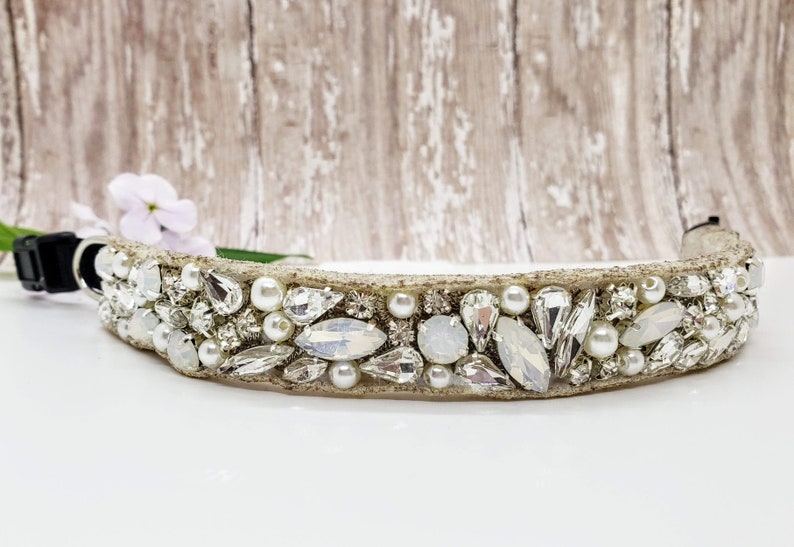Opal and Pearl Dog Collar Opal Dog Collars Small Crystal Dog Etsy