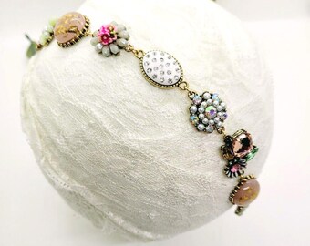 Charm Headband; Charm Jewelry; Charm Hair Jewelry; Pink Flower Headband; Pink Charm; Flower Charm; Unique Headbands; Women's Headbands