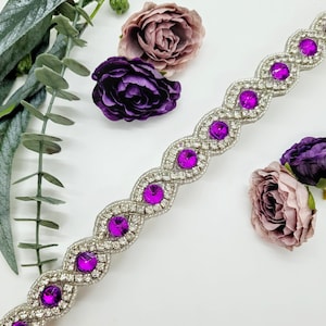 Purple Rhinestone Dog Collar: Beaded Wedding Collar