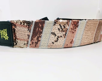 Blush Sequin Guitar Strap; Statement Guitar Strap; Unique Custom Guitar Straps; Guitar Straps; Rose Gold Guitar Strap; Gift for Guitarist