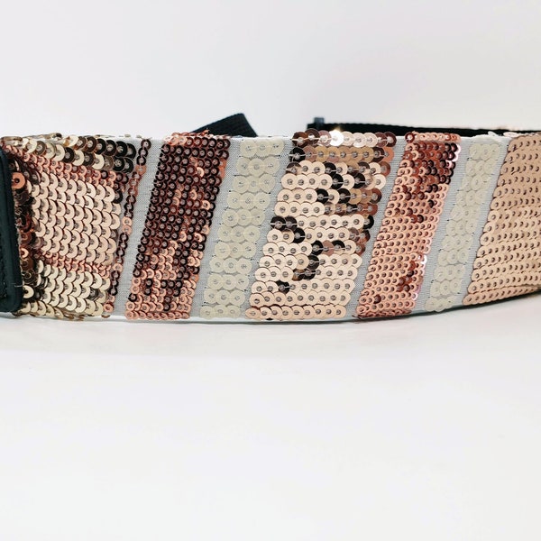 Blush Sequin Guitar Strap; Statement Guitar Strap; Unique Custom Guitar Straps; Guitar Straps; Rose Gold Guitar Strap; Gift for Guitarist