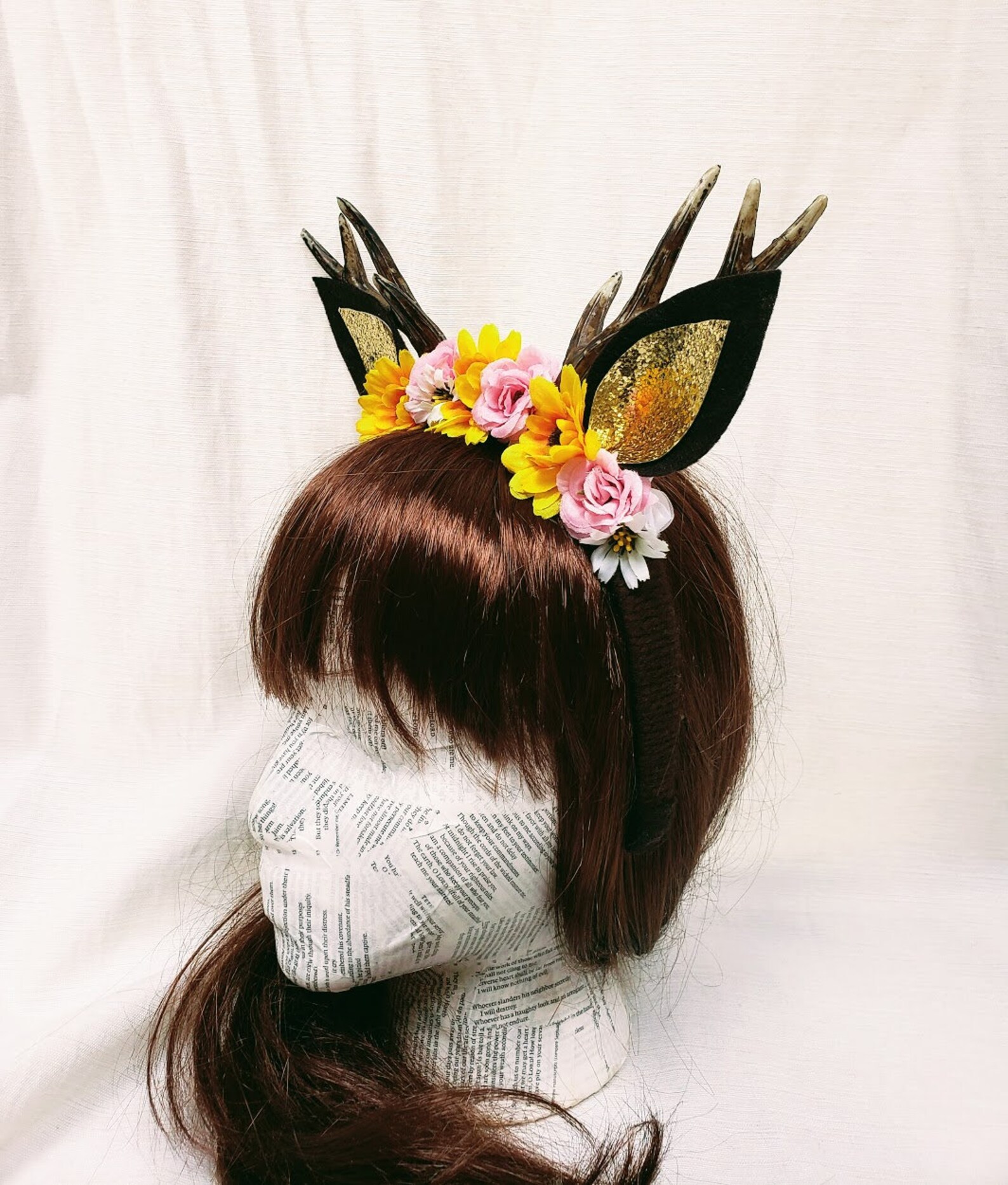 Flower Deer Headband Antler Headband Deer Antler Headband Etsy