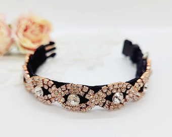 Rose Gold Rhinestone Dog Collar: Diamante Wedding Collar