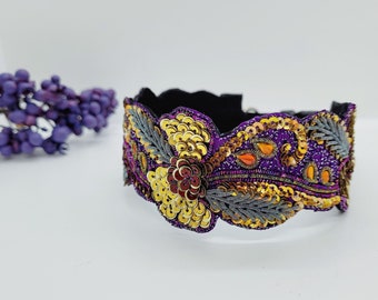 Mardi Gras Dog Collar; Purple and Gold Dog Collar; Fun Holiday Dog Collars; Sequin Dog Collar; Bling Collar; Fat Tuesday Dog Collar