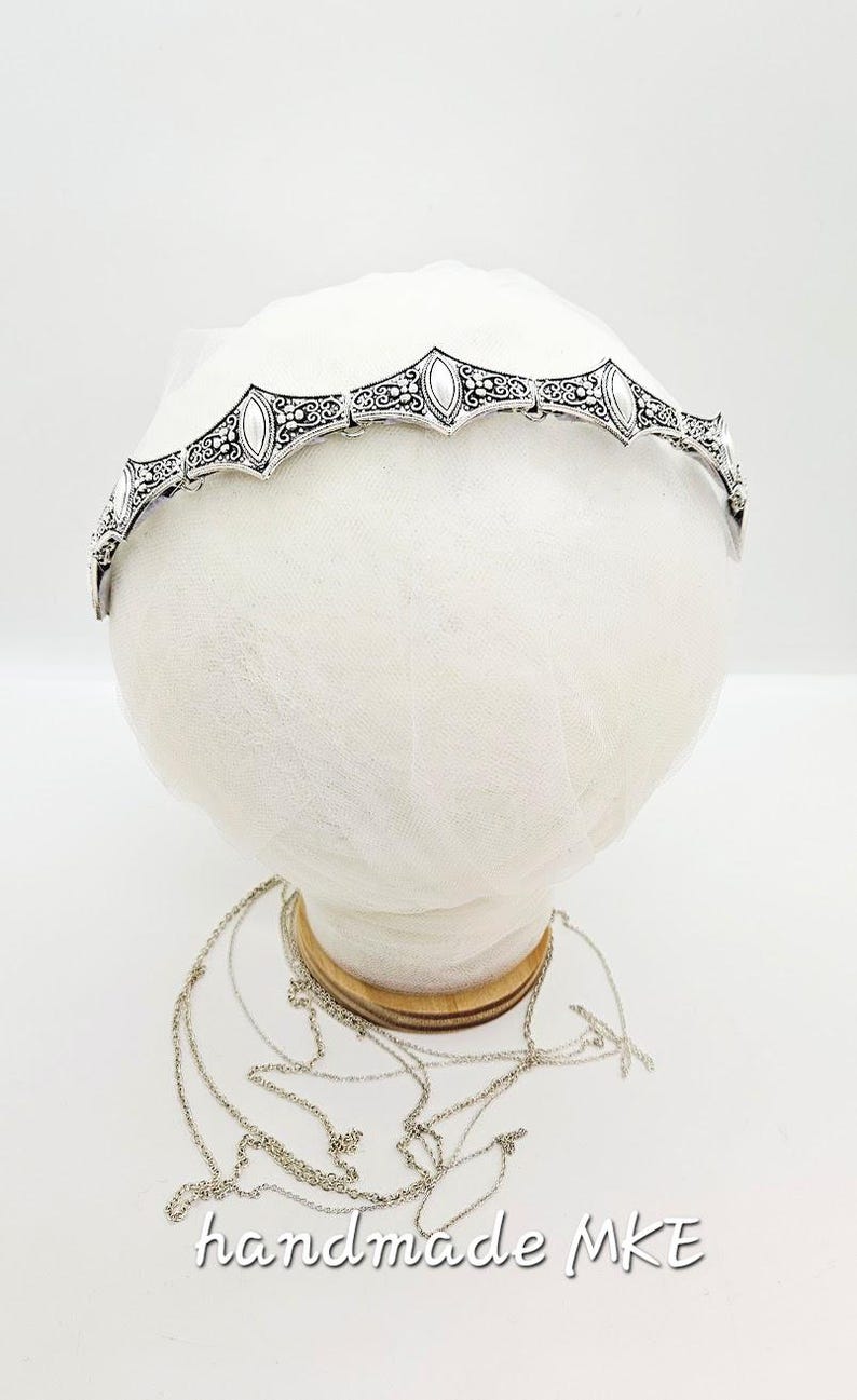 Metal Crown Headband: Medieval Battle Armor Headpiece; Viking Crown; Chainmail Crown; Silver Medieval Crown; Metal Crown; Renaissance Faire image 6