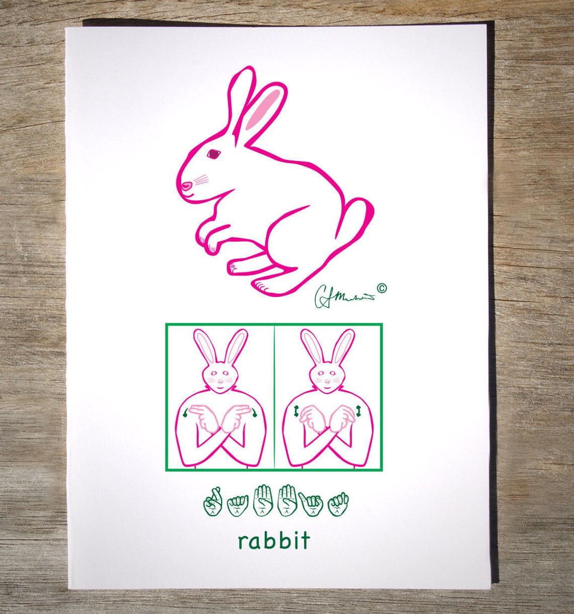 Silly Signers Rabbit Sign Language Greeting Card ASL Etsy