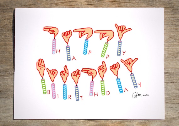 Asl Happy Birthday Candle Card 15l Etsy Asl Happy Birthday Candle Card 15l Etsy