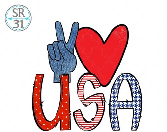 Download Peace Love Usa Patriotic Sublimation Design 4th Of July Etsy