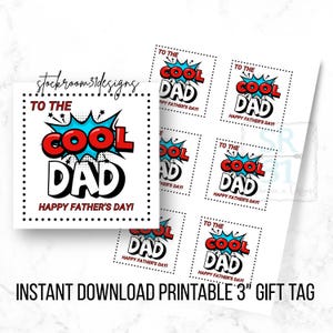 Glücklicher Vatertag Geschenkkarte Anhänger | Coole Dad Karte | Geschenkideen zum Vatertag | Geschenkanhänger für Papa | DIGITALER DOWNLOAD | Ausdruckbarer Geschenkanhänger