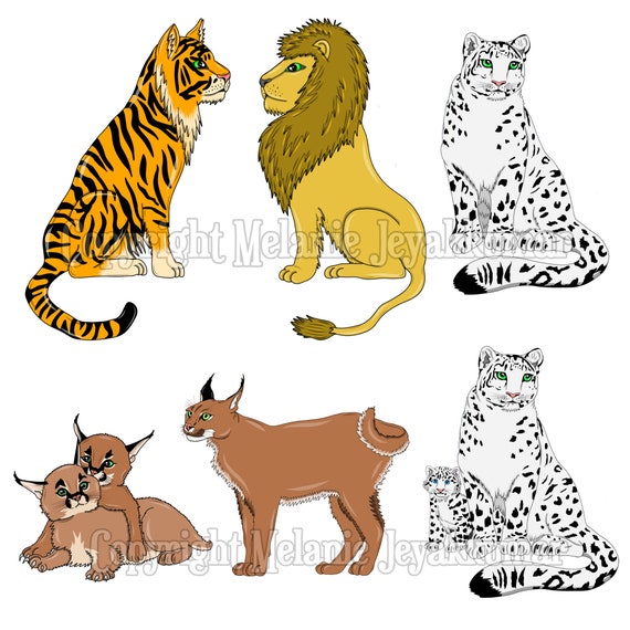Cartoon Cat Clip Art for Kids Lion Nursery Decor Tiger Clip - Etsy