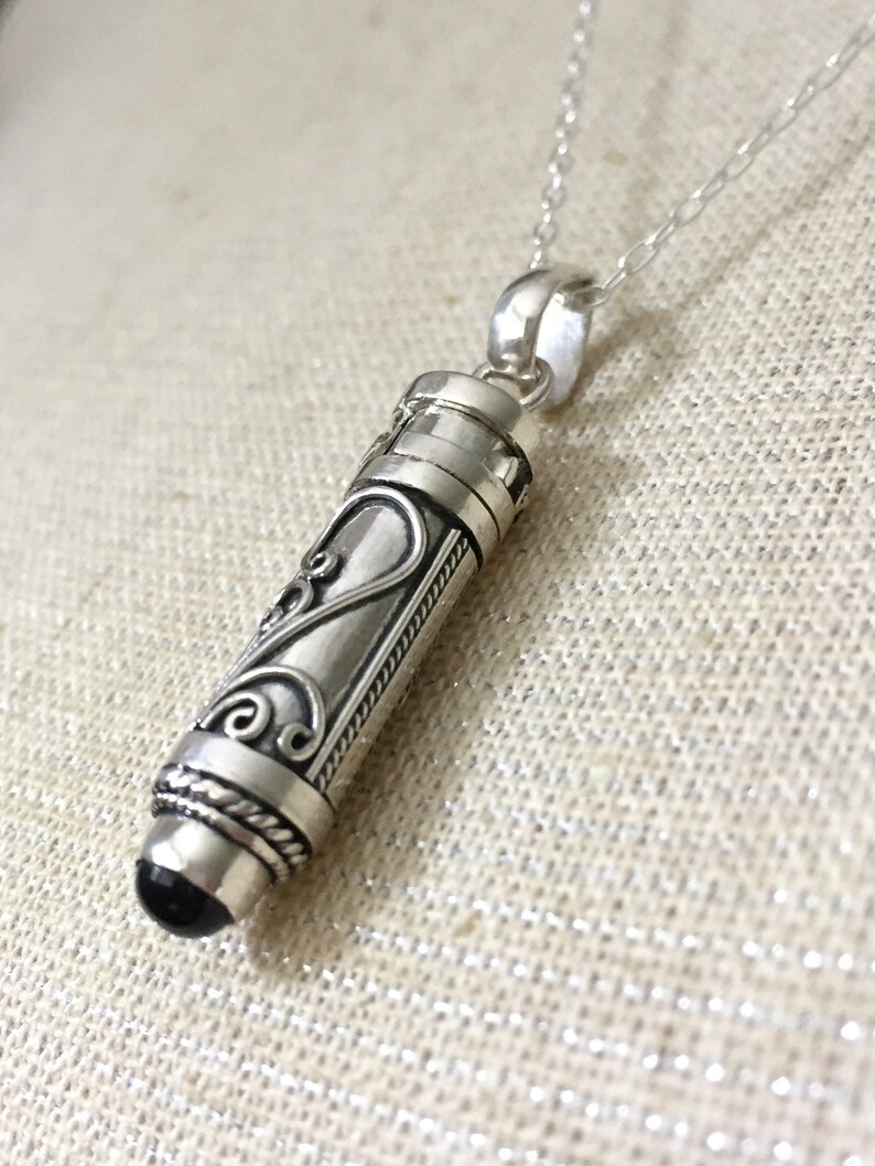 Sterling Silver Amethyst Poison Locket Pendant with 24 inch Sterling Silver chain