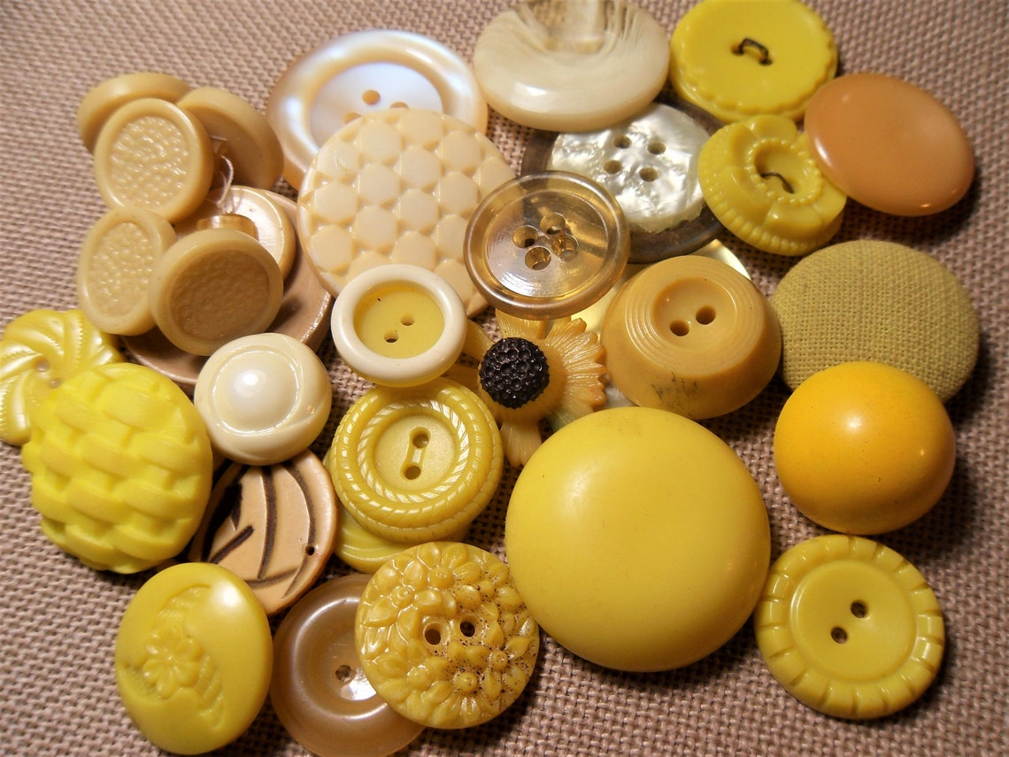 Vintage Lot of Yellow Buttons...Collecting Crafting or Sewing Etsy
