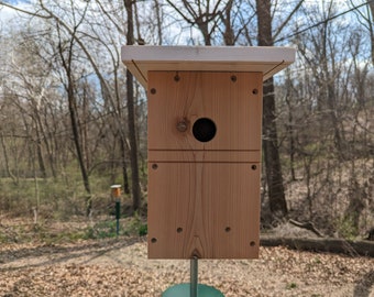 Deluxe Cedar Bluebird Nest Box- Larger Interior Space with Side Access/Cleanout