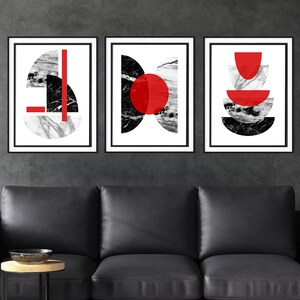 Set of 3 and Black Art Prints Red Wall Art Red Kitchen - Etsy