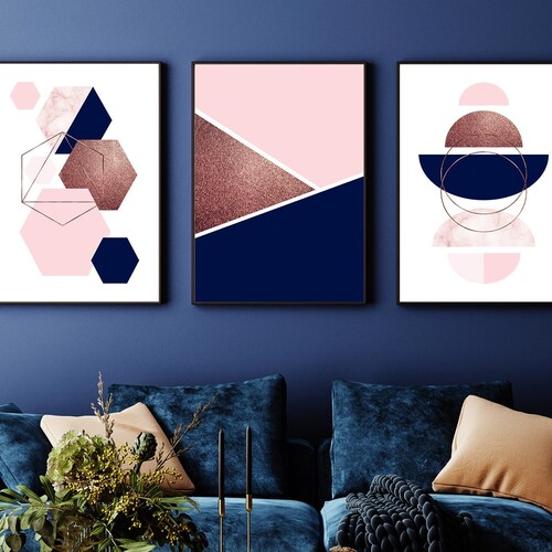Set of 3 Wall Art Blush Pink Decor Abstract Watercolor Etsy
