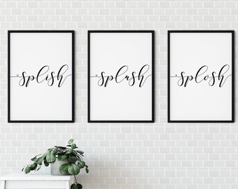 Splish Splash Splosh, bathroom quotes, bathroom print, bathroom decor, Set of 3 bathroom prints, bathroom art, bathroom gifts, bathroom set