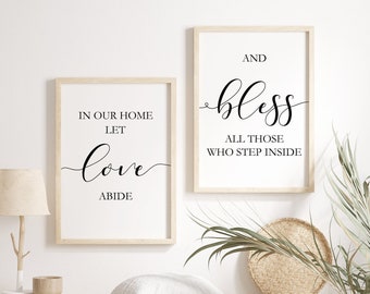Láminas para el pasillo: Frases sobre el hogar, arte "Love Abide"