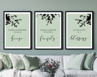 Sage Green Prints, Family Quotes Wall Art, sage green home decor, family print art, living room wall decor, family sign, living room quotes