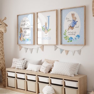 Decorazioni da parete di Peter Rabbit - Decorazioni da parete per cameretta di Peter Rabbit, Stampe blu per cameretta, Stampe per cameretta di Peter Rabbit, Regali di Peter Rabbit, Decorazioni blu