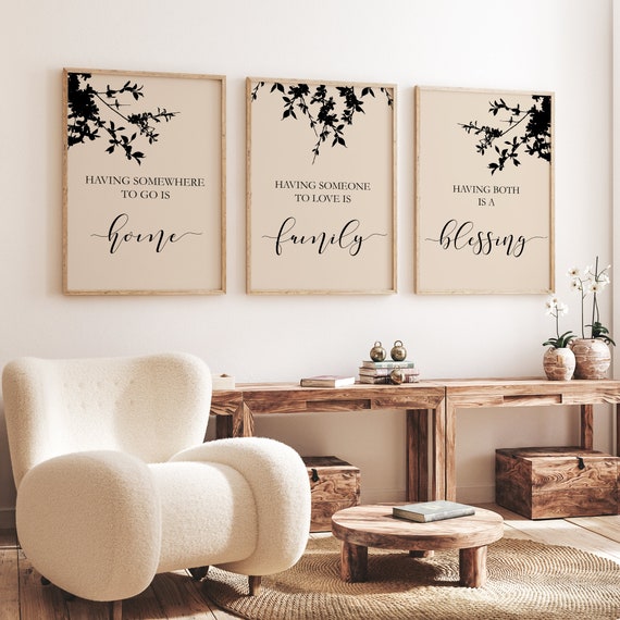 3pc Family Quotes Wall Art, Family Print Art, Living Room Wall ...