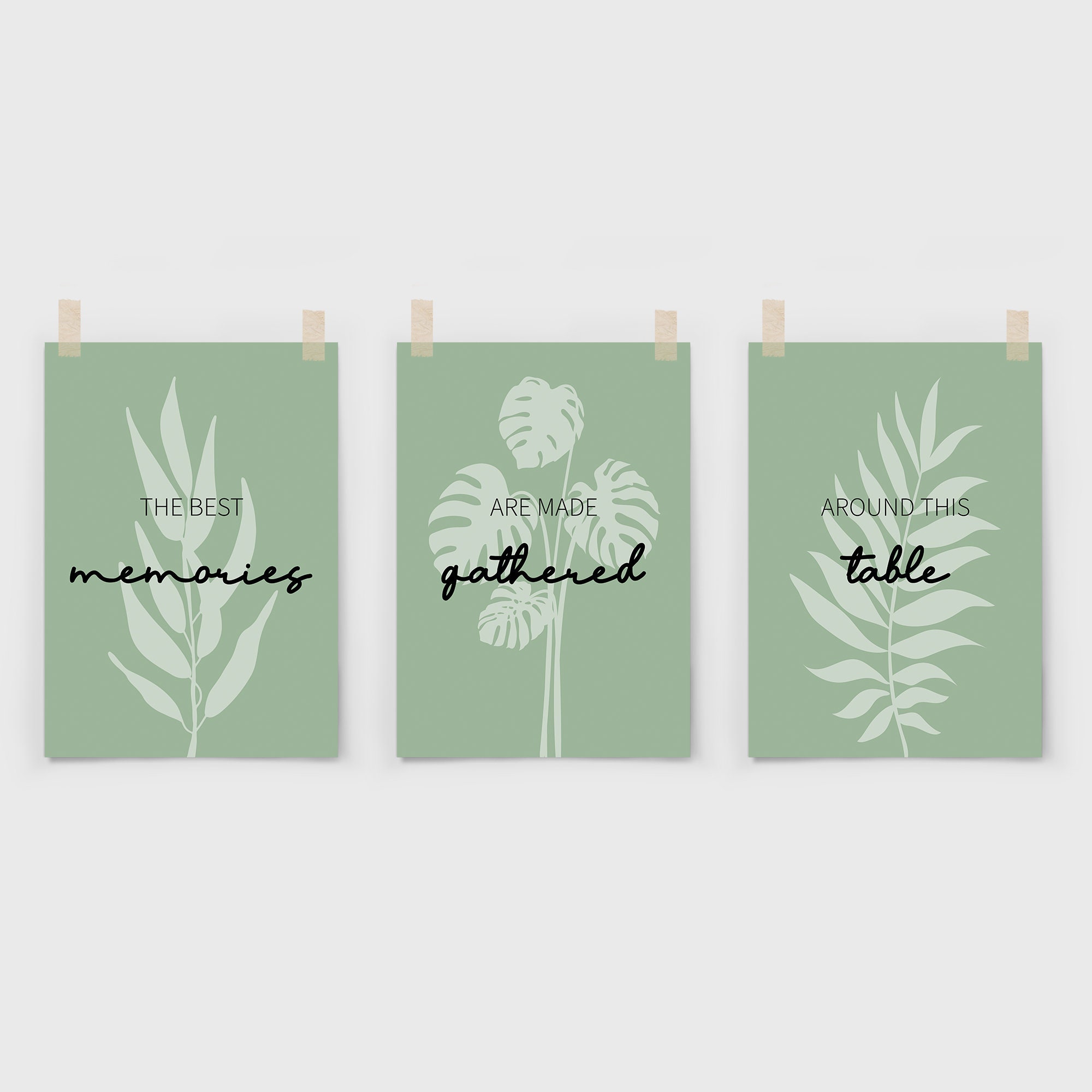 3pc Dining Room Prints, the Best Memories Are Made, Sage Green