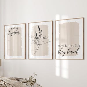 Neutral Couple Prints Set: Black Beige Living Room Wall Art