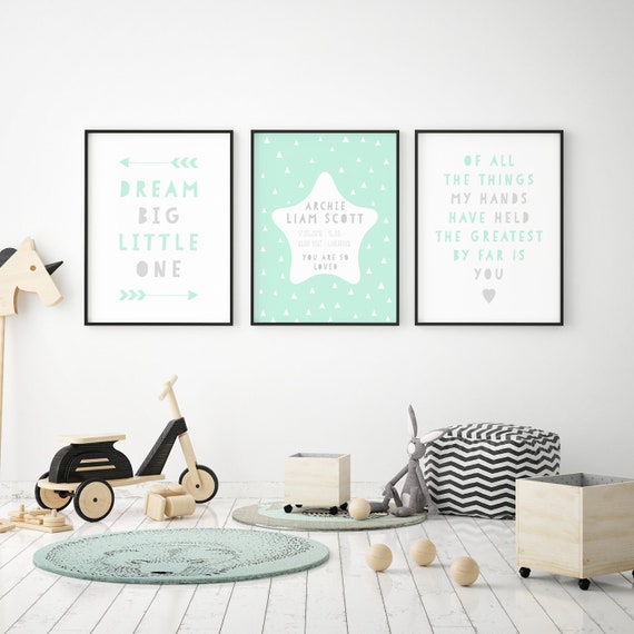 mint and grey nursery decor