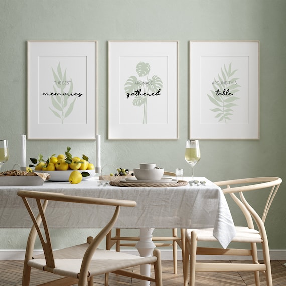 3pc Dining Room Prints, the Best Memories Are Made, Sage Green