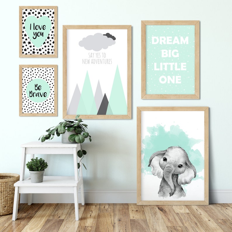 Mint Nursery Prints Mint Green Nursery Decor Mint Nursery Etsy UK