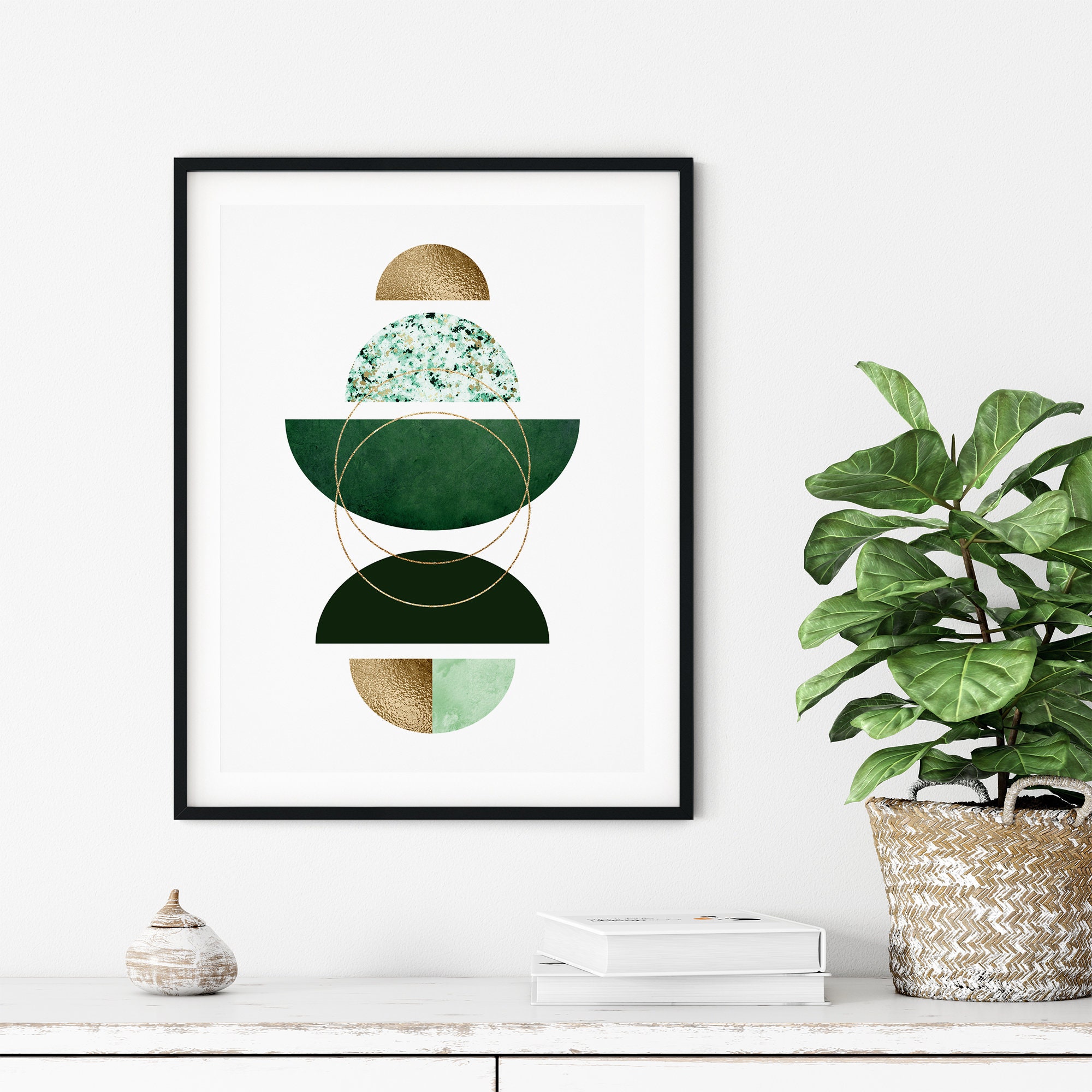 Circles Green and Gold Wall Art Prints Green and Gold Prints Etsy UK