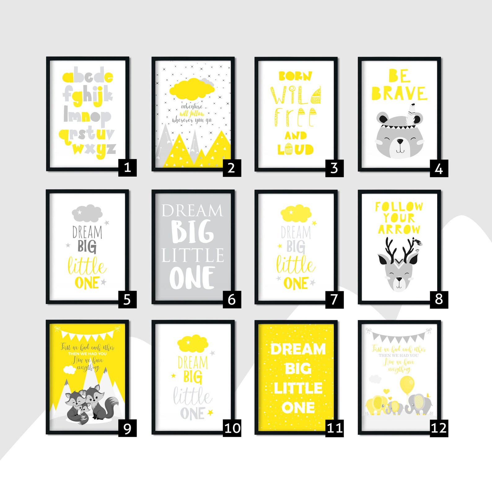 Yellow Nursery Decor Yellow Nursery Prints Yellow Nursery Etsy