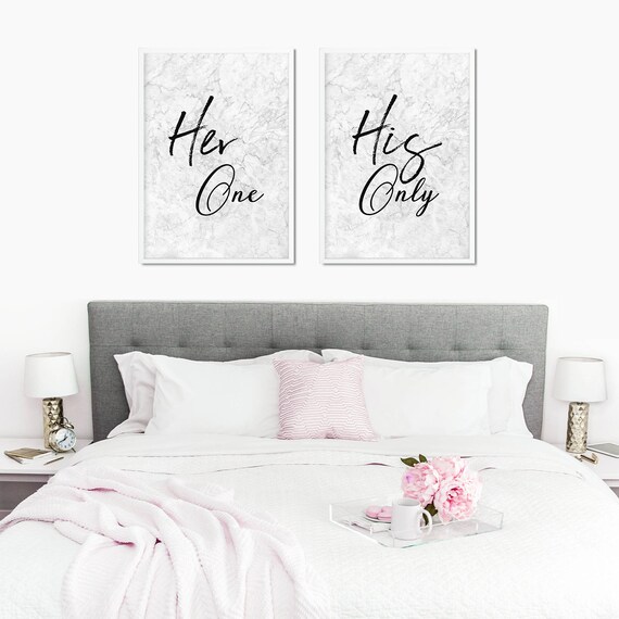 Her One His Only Print His And Hers Prints Her One His Only Bedroom Decor Bedroom Art Marble Prints Bedroom Prints Marble Wall Prints