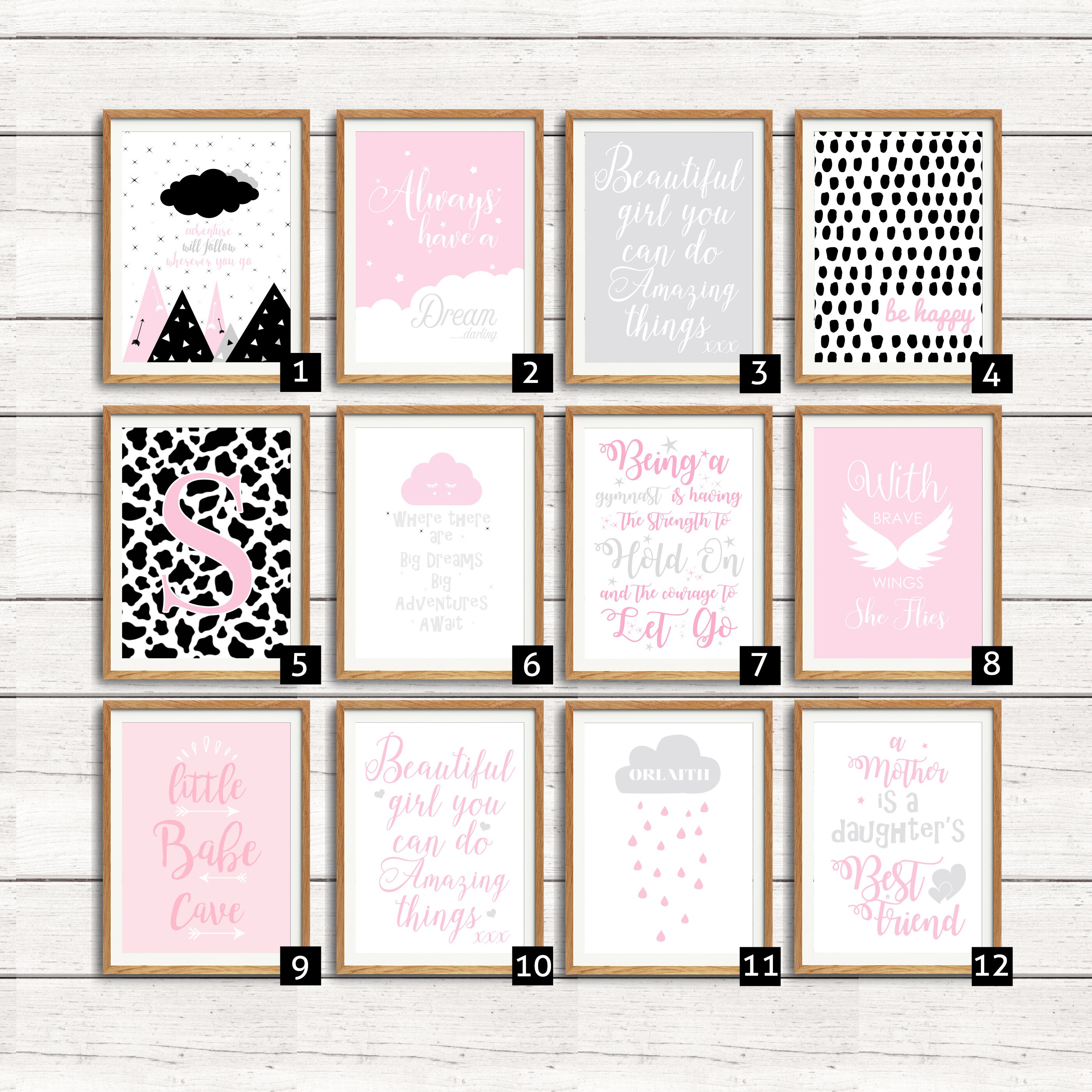 Pink Nursery Prints Baby Girl Nursery Baby Girl Wall Decor Etsy UK