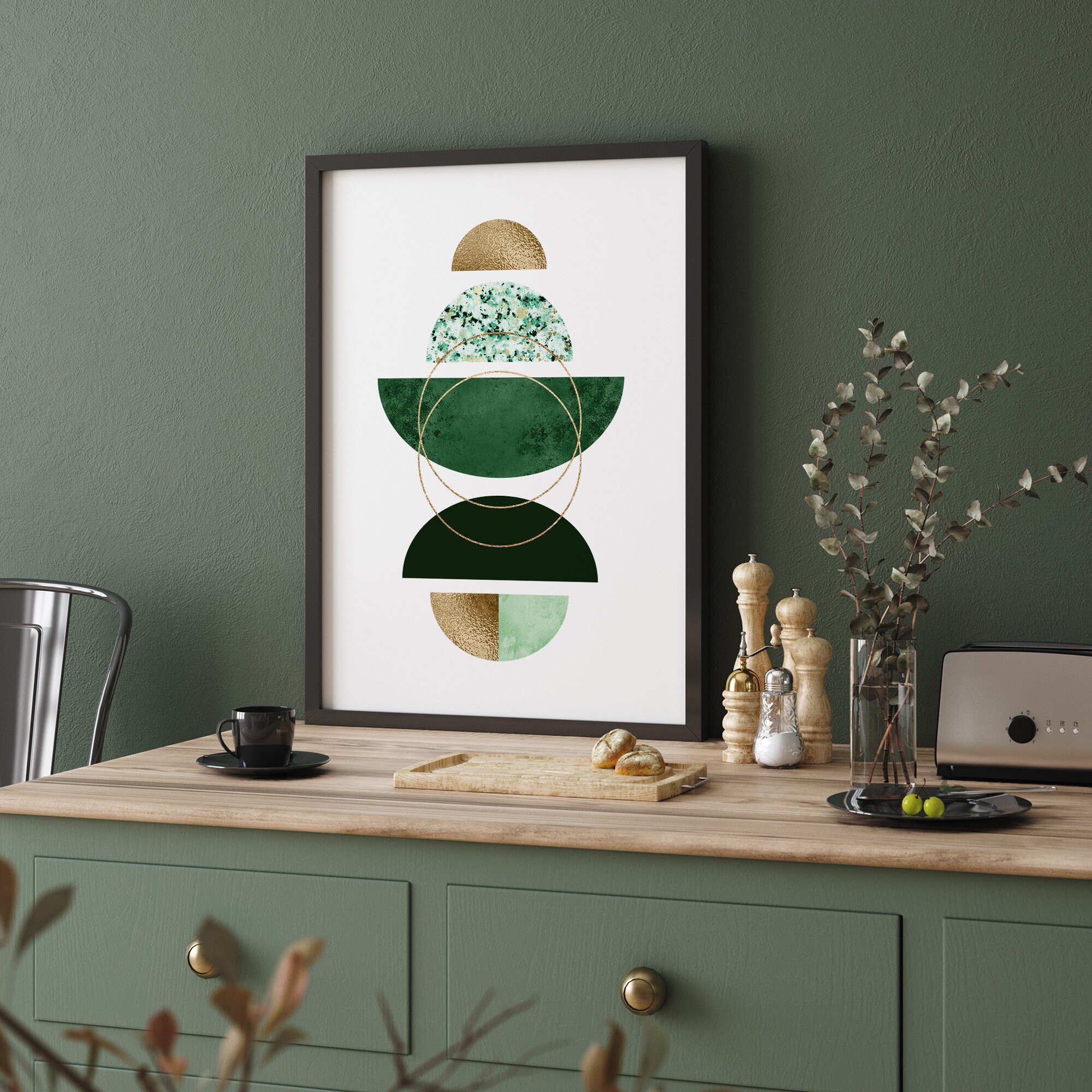 Set of 3 Green and Gold Wall Art Prints Green and Gold Etsy UK