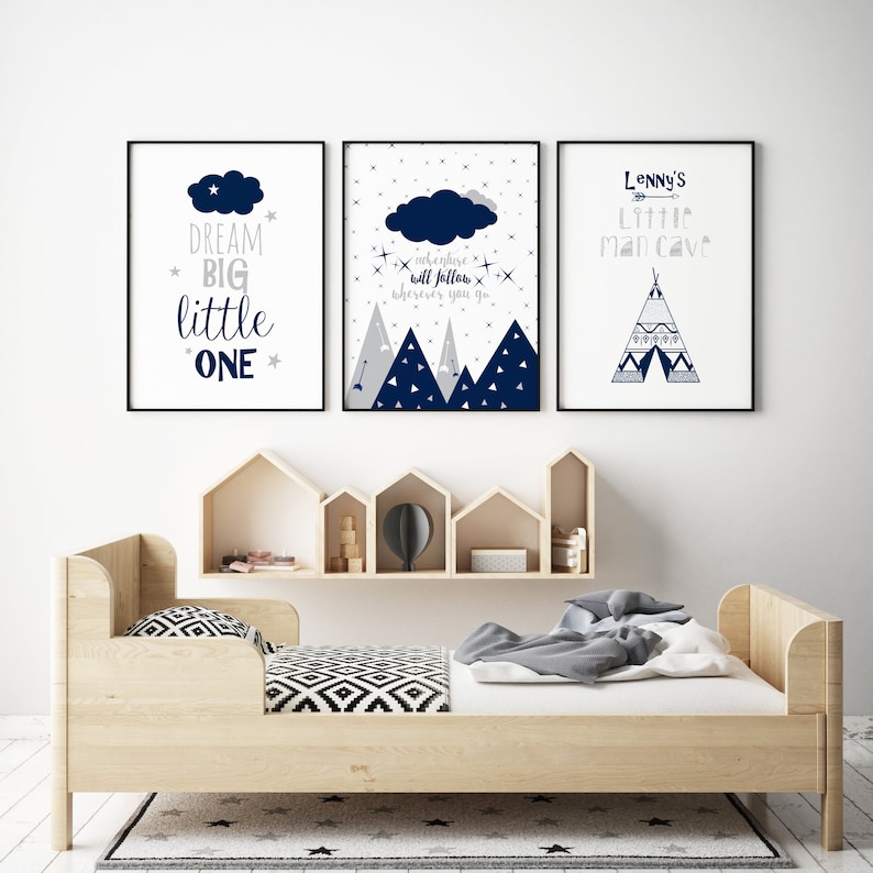 Navy Blue Nursery Wall Art Blue Nursery Decor Blue Nursery Etsy UK