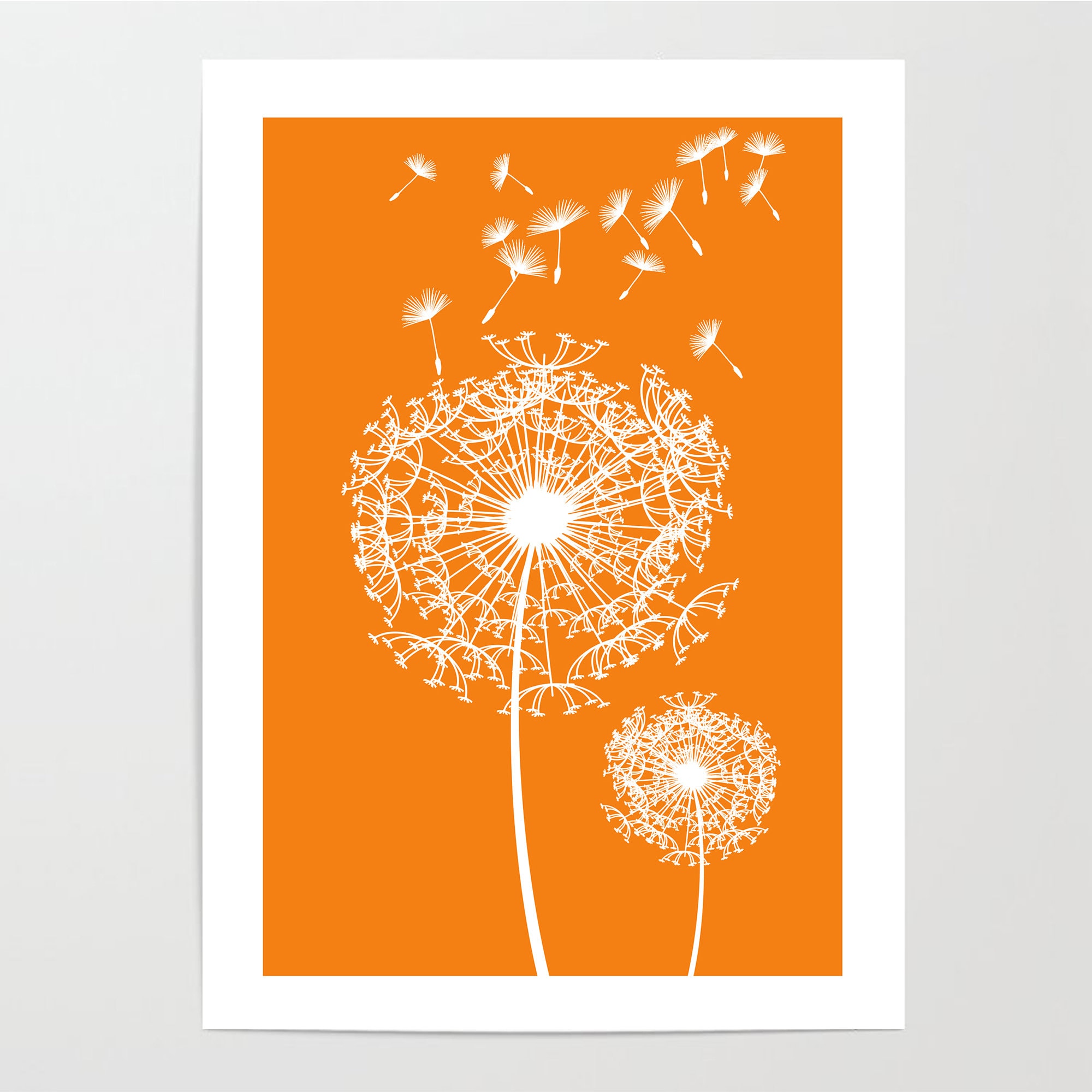 Dandelion Art Dandelion Gift Orange Wall Art Dandelion Etsy UK