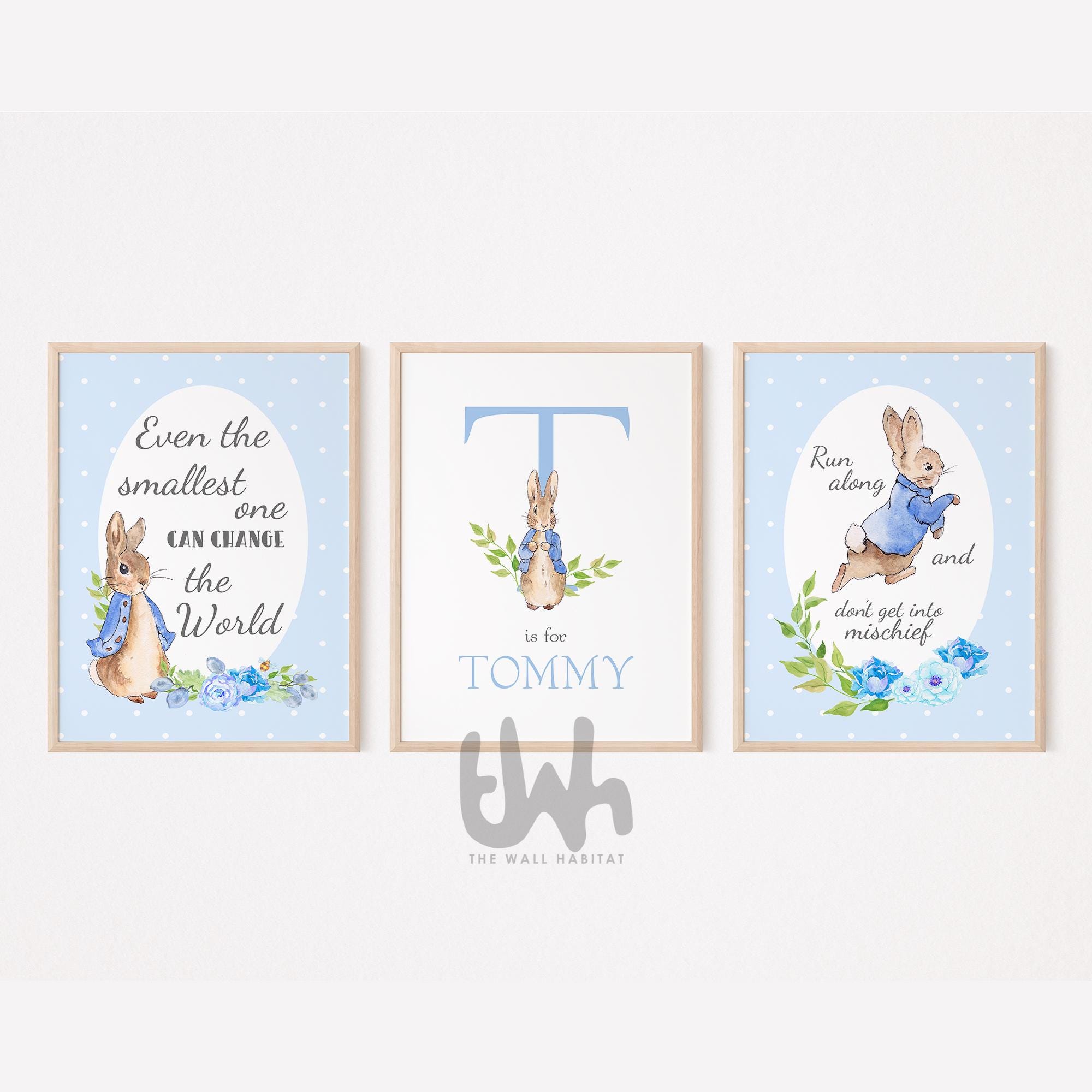Peter Rabbit Wall Art - Peter Rabbit Nursery Wall Decor, Blue Nursery ...