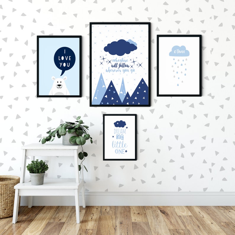 Navy Blue Nursery Wall Art Blue Nursery Decor Blue Nursery Etsy UK