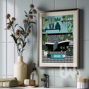 Teal and Black Bathroom Wall Art  | Teal Plant Prints | Modern Teal Bathroom Decor | Botanical Wall Art for Bathroom | Bathroom Prints Set