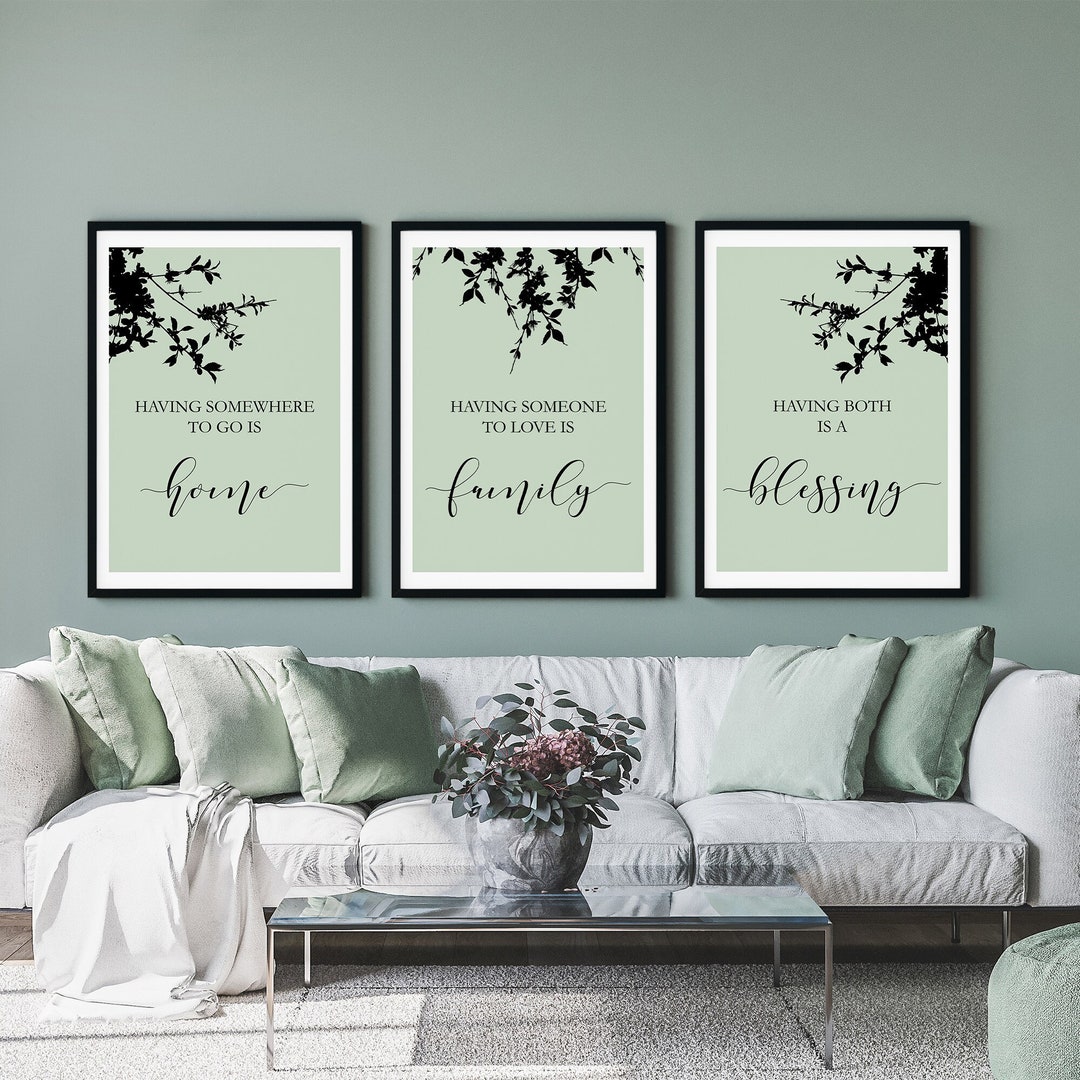 Sage Green Prints, Family Quotes Wall Art, Sage Green Home Decor