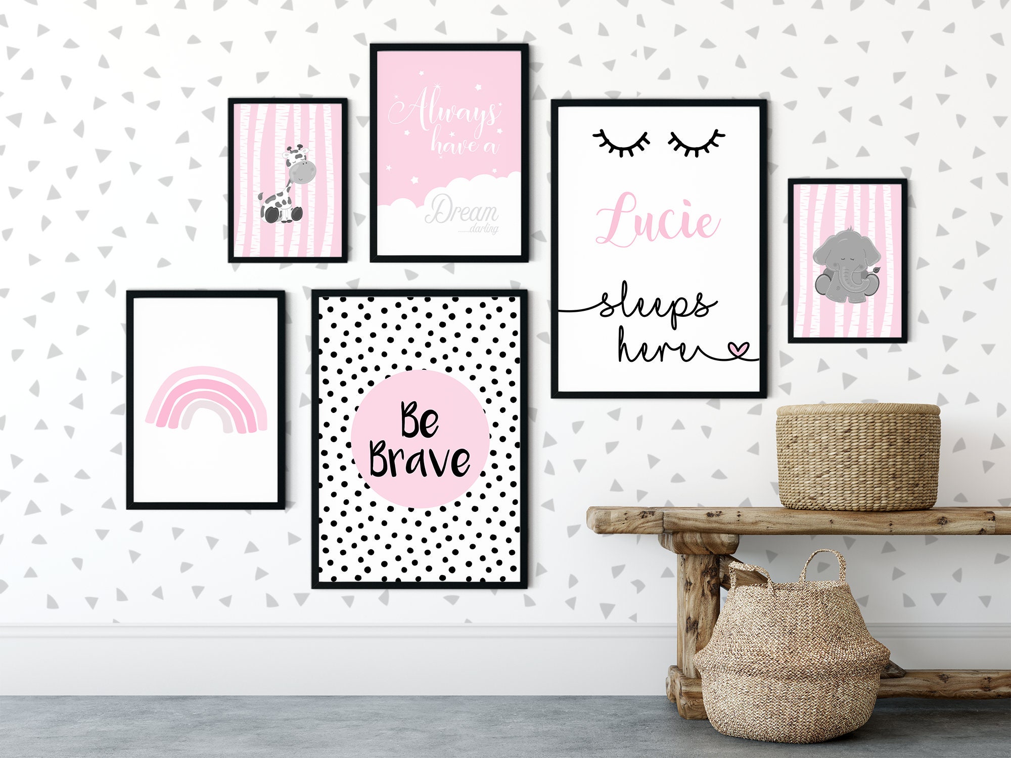 Pink Nursery Prints Baby Girl Nursery Baby Girl Wall Decor Etsy UK