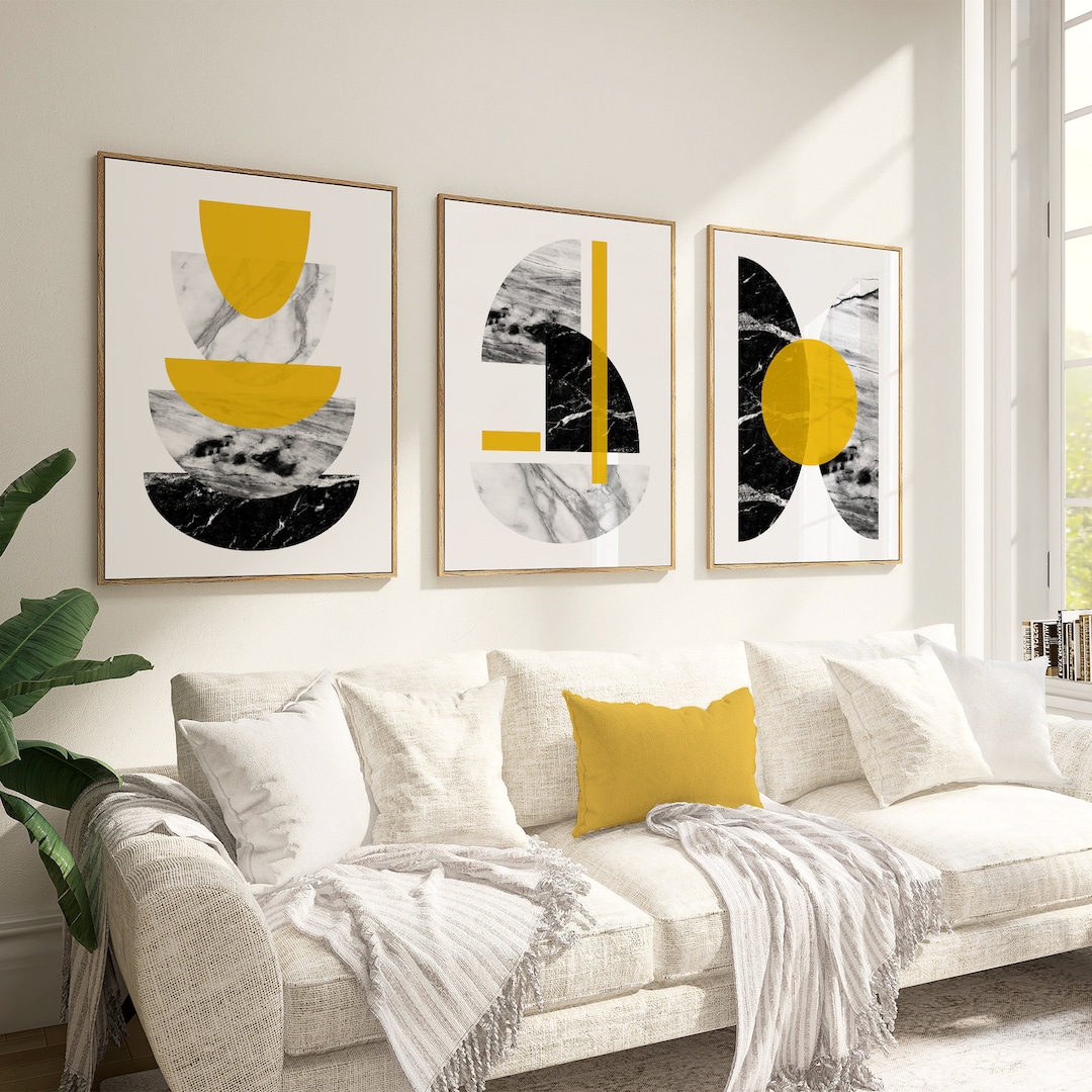 Set of 3 Mustard Art Prints, Mustard Wall Art, Yellow Wall Art, Mustard