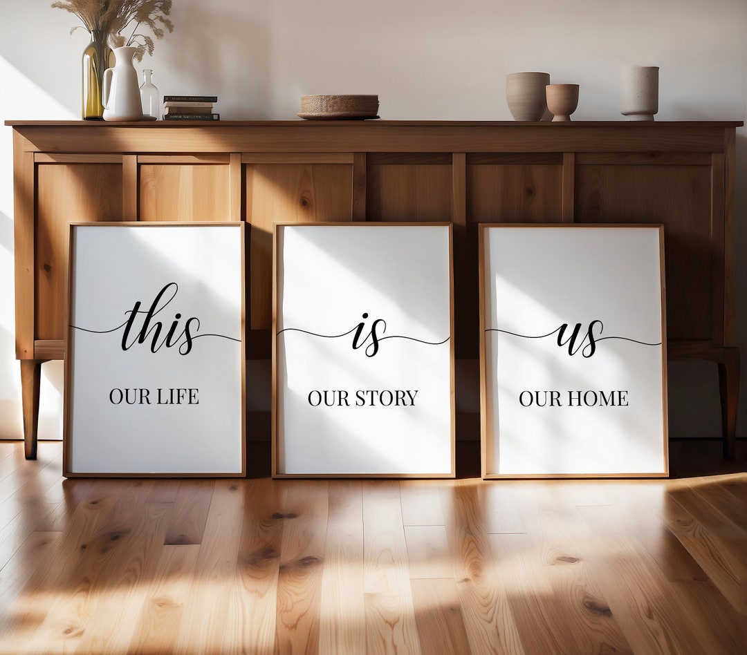 Set of 3 Family Quotes Wall Art, This is Us, Living Room Wall Decor ...