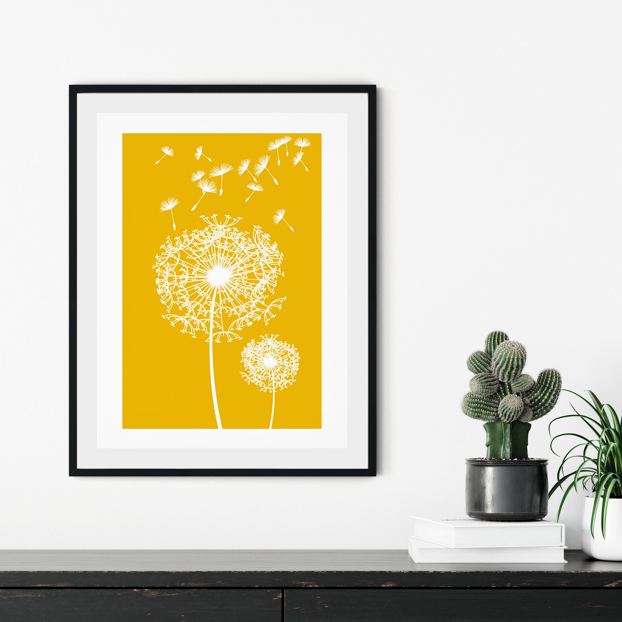 Yellow Dandelion Print Mustard Wall Decor Dandelion Wall Etsy UK