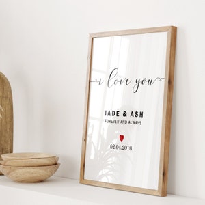 I Love You Gift – Personalised Couple Print | Romantic Wall Art for Anniversary, Wedding, Valentine’s Day | Custom Couple Name Poster